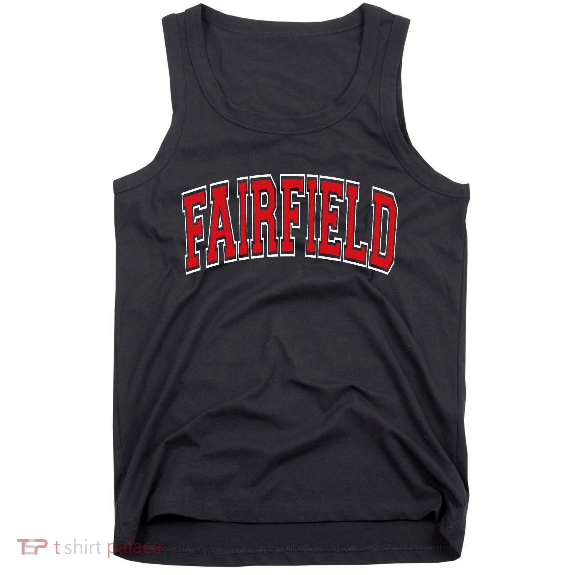 Fairfield Arched Red Text Tank Top