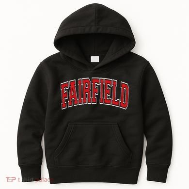 Fairfield Arched Red Text Kids Hoodie