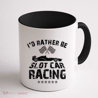 Formula Auto Racing Slot Car Checkered Flag Gift Coffee Mug thumb 1