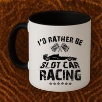 Formula Auto Racing Slot Car Checkered Flag Gift Coffee Mug thumb 2