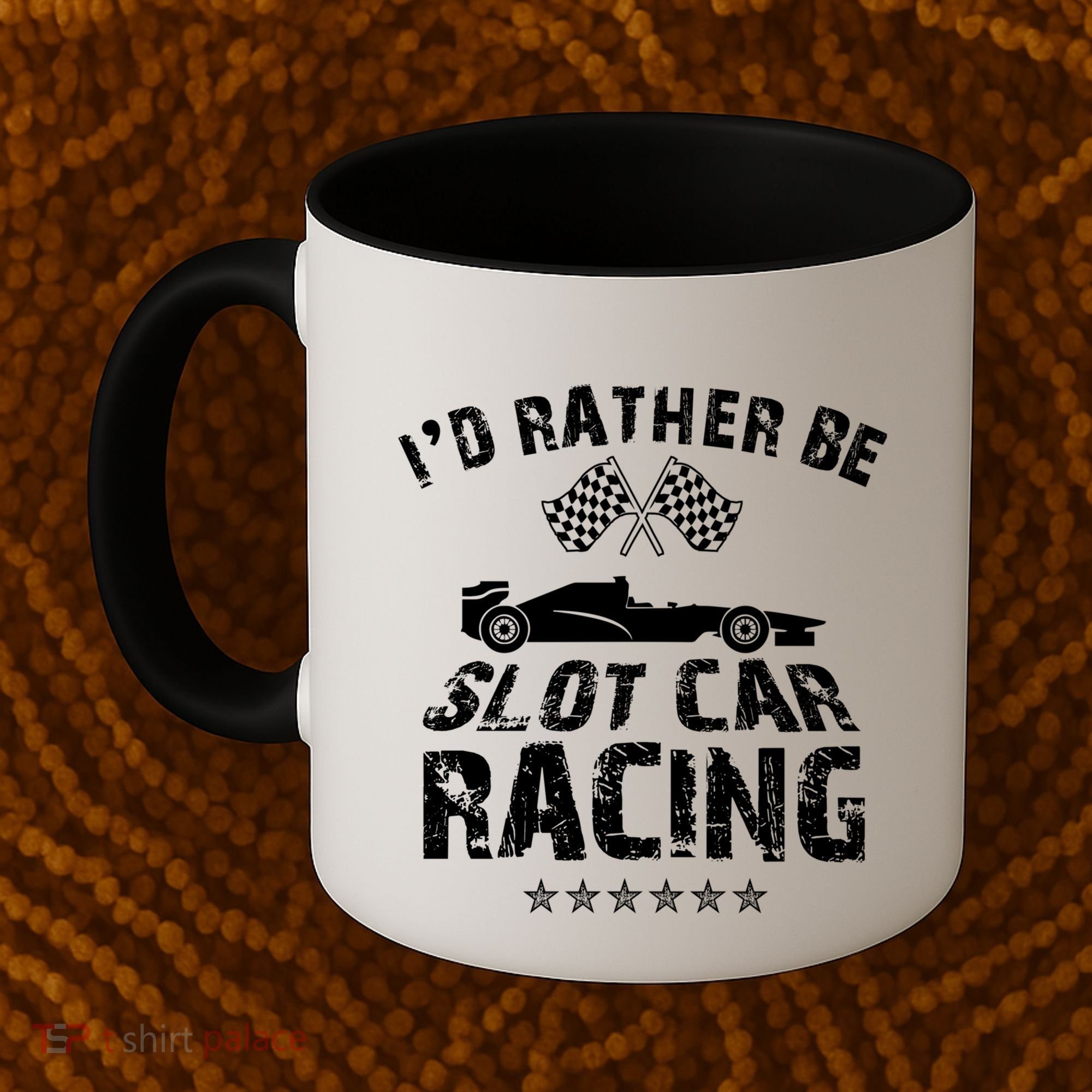 Formula Auto Racing Slot Car Checkered Flag Gift Coffee Mug