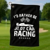 Formula Auto Racing Slot Car Checkered Flag Gift Golf Towel thumb 1