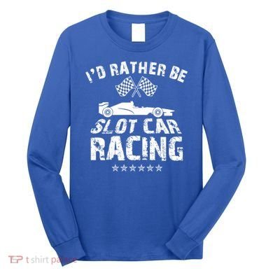 Formula Auto Racing Slot Car Checkered Flag Gift Long Sleeve Shirt