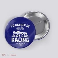 Formula Auto Racing Slot Car Checkered Flag Gift Button thumb 0