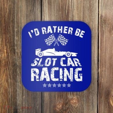 Formula Auto Racing Slot Car Checkered Flag Gift Coaster