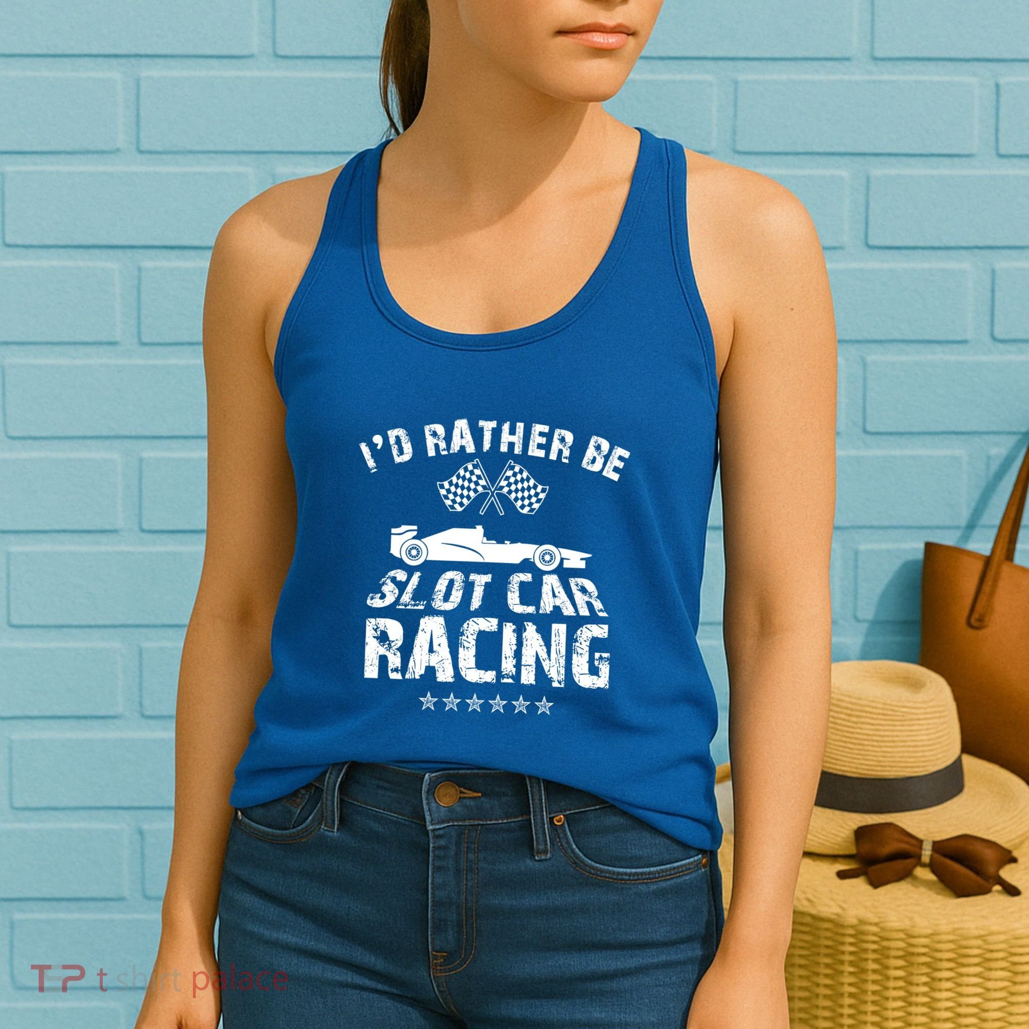 Formula Auto Racing Slot Car Checkered Flag Gift Women's Tank Top