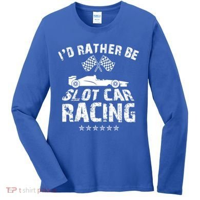 Formula Auto Racing Slot Car Checkered Flag Gift Women's Long Sleeve Shirt