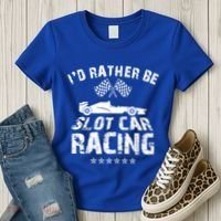 Formula Auto Racing Slot Car Checkered Flag Gift Women's T-Shirt thumb 3