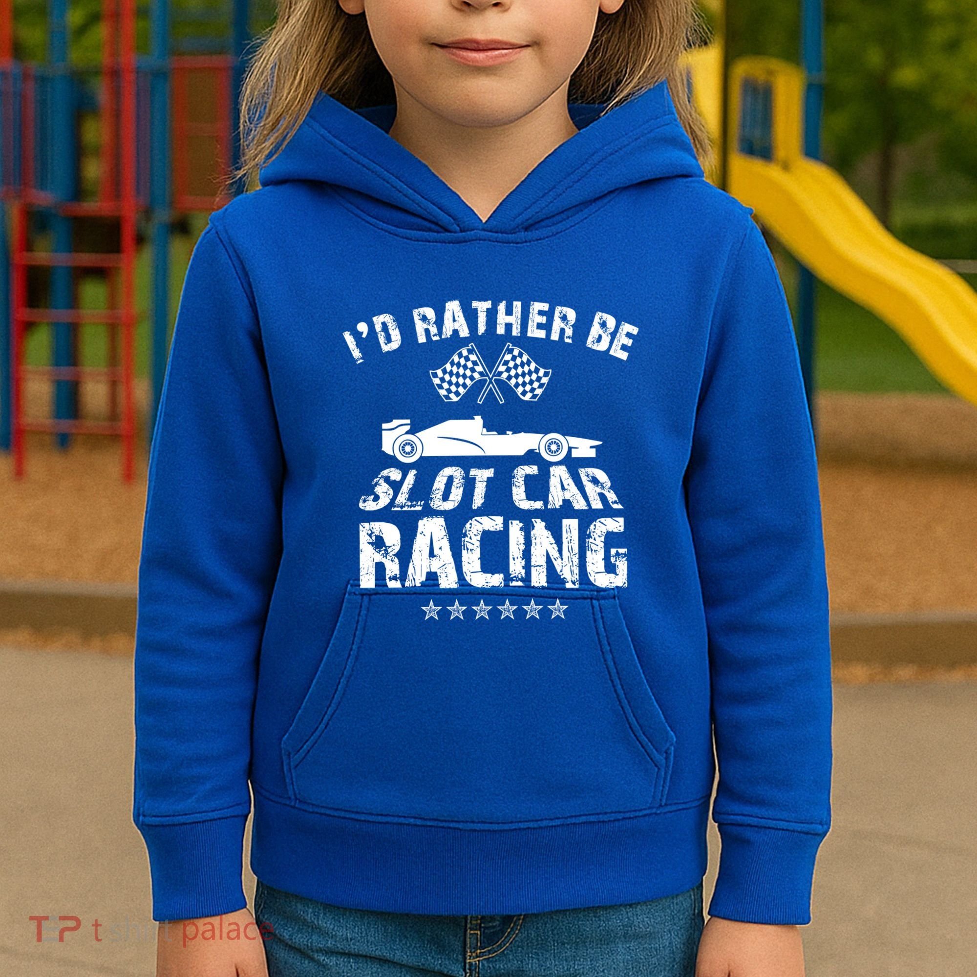 Formula Auto Racing Slot Car Checkered Flag Gift Kids Hoodie