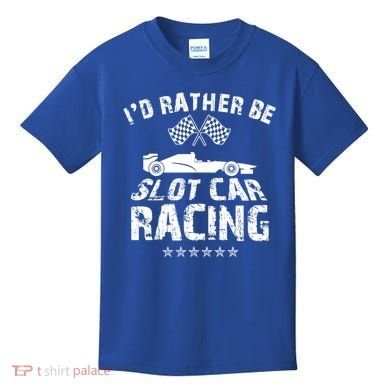 Formula Auto Racing Slot Car Checkered Flag Gift Kids T-Shirt