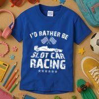 Formula Auto Racing Slot Car Checkered Flag Gift Kids T-Shirt thumb 3