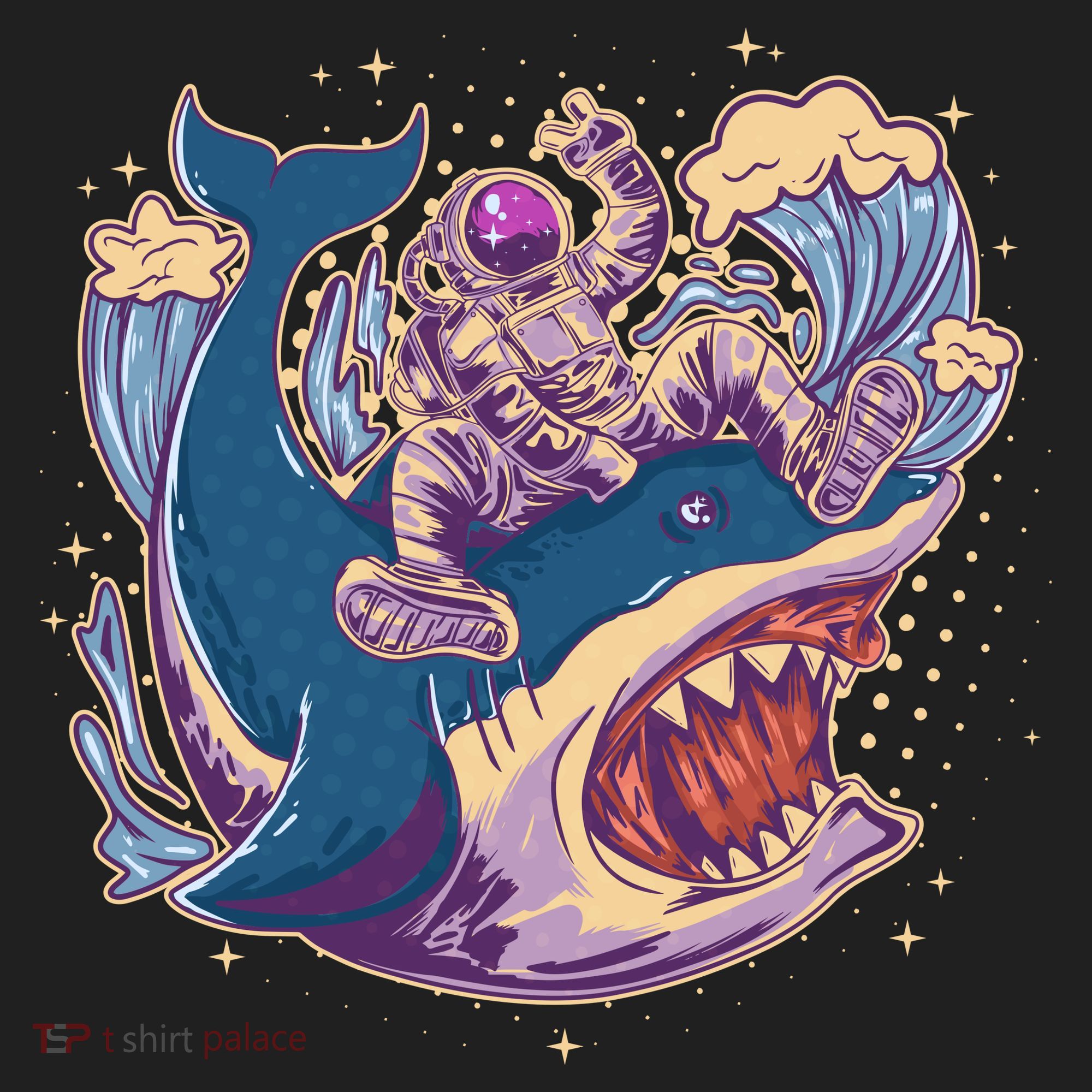 Funny Astronaut Riding Shark Women's Sweatshirt