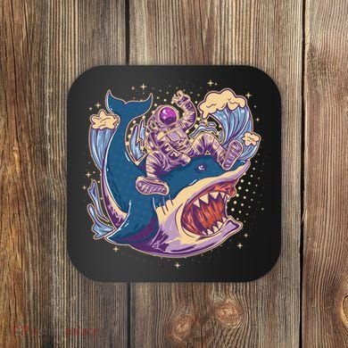 Funny Astronaut Riding Shark Coaster