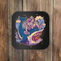 Funny Astronaut Riding Shark Coaster thumb 0