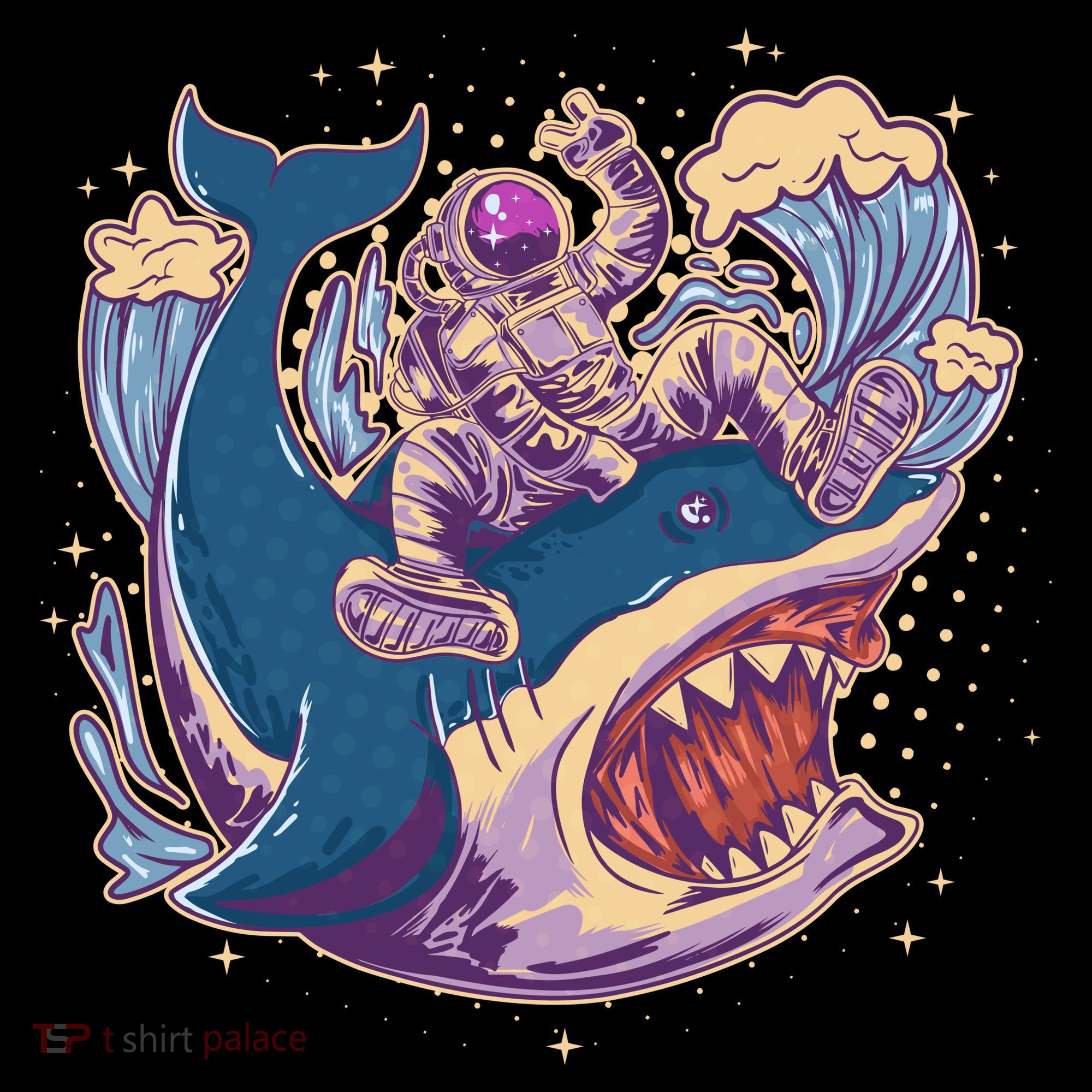 Funny Astronaut Riding Shark Coaster