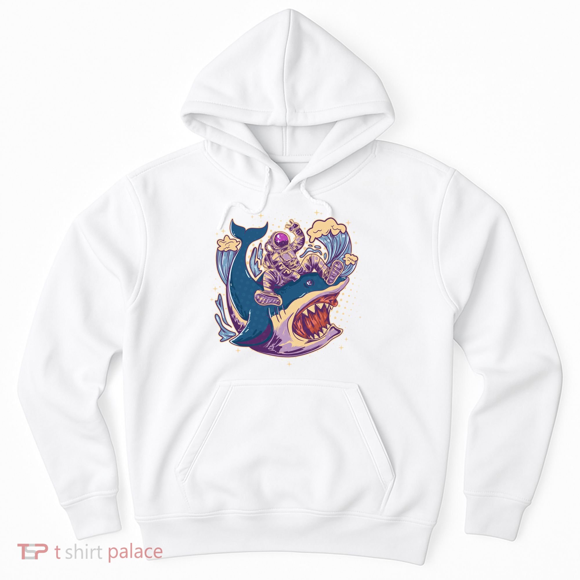 Funny Astronaut Riding Shark Hoodie