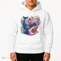 Funny Astronaut Riding Shark Hoodie thumb 2