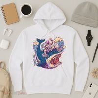 Funny Astronaut Riding Shark Hoodie thumb 3