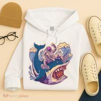 Funny Astronaut Riding Shark Hoodie thumb 4