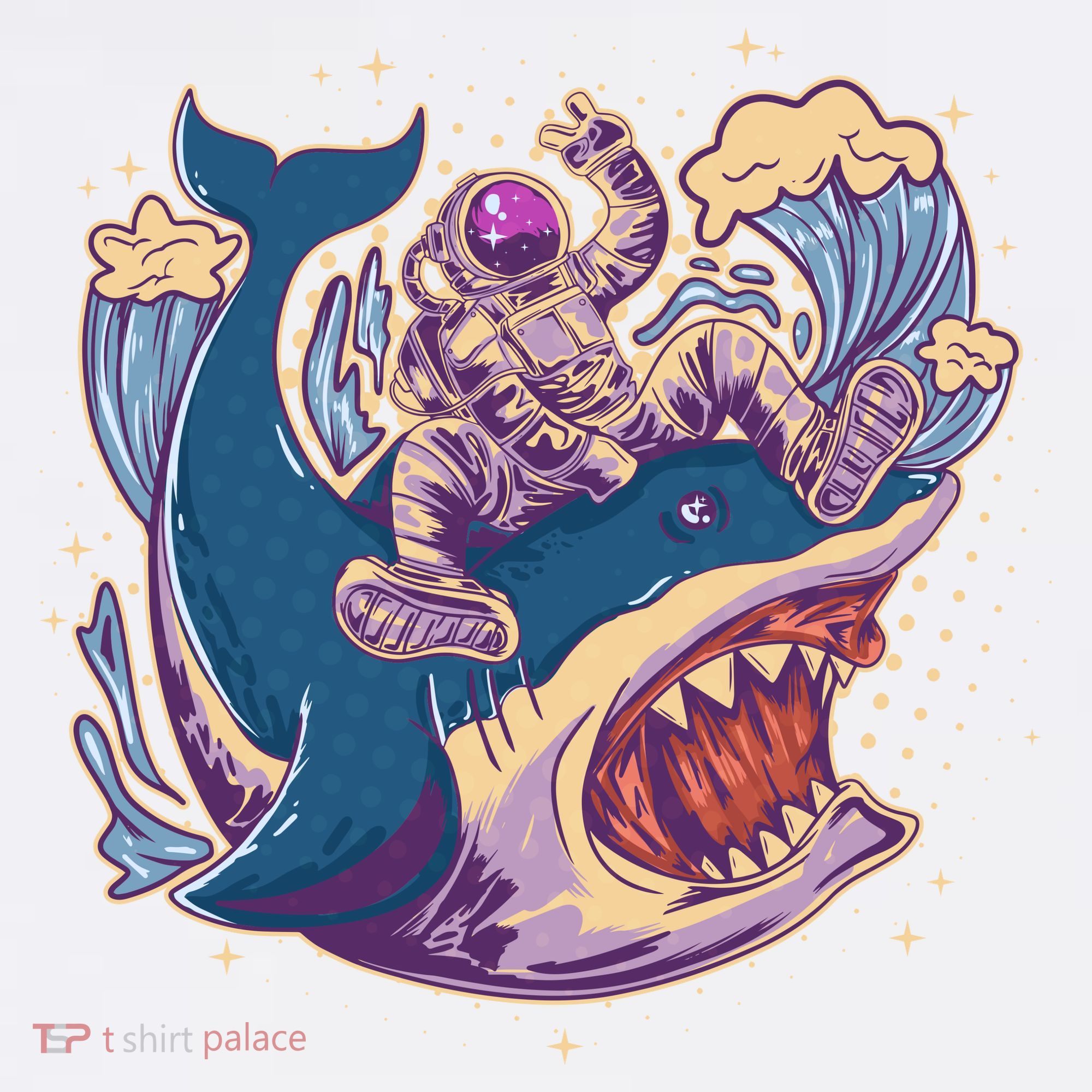 Funny Astronaut Riding Shark Hoodie