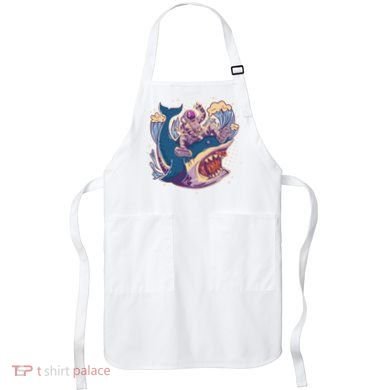 Funny Astronaut Riding Shark Apron