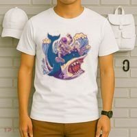 Funny Astronaut Riding Shark T-Shirt thumb 6
