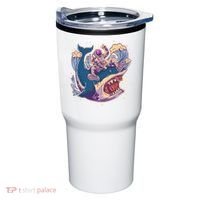 Funny Astronaut Riding Shark Tumbler thumb 0