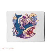 Funny Astronaut Riding Shark Mousepad thumb 0