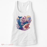 Funny Astronaut Riding Shark Women's Tank Top thumb 0
