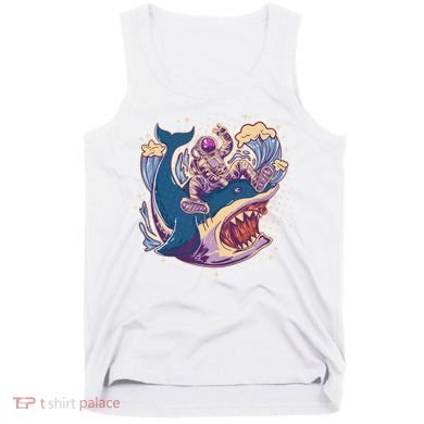 Funny Astronaut Riding Shark Tank Top