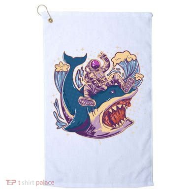 Funny Astronaut Riding Shark Golf Towel