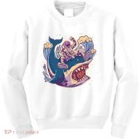 Funny Astronaut Riding Shark Kids Sweatshirt thumb 0