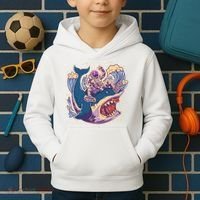 Funny Astronaut Riding Shark Kids Hoodie thumb 2