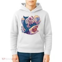 Funny Astronaut Riding Shark Kids Hoodie thumb 4
