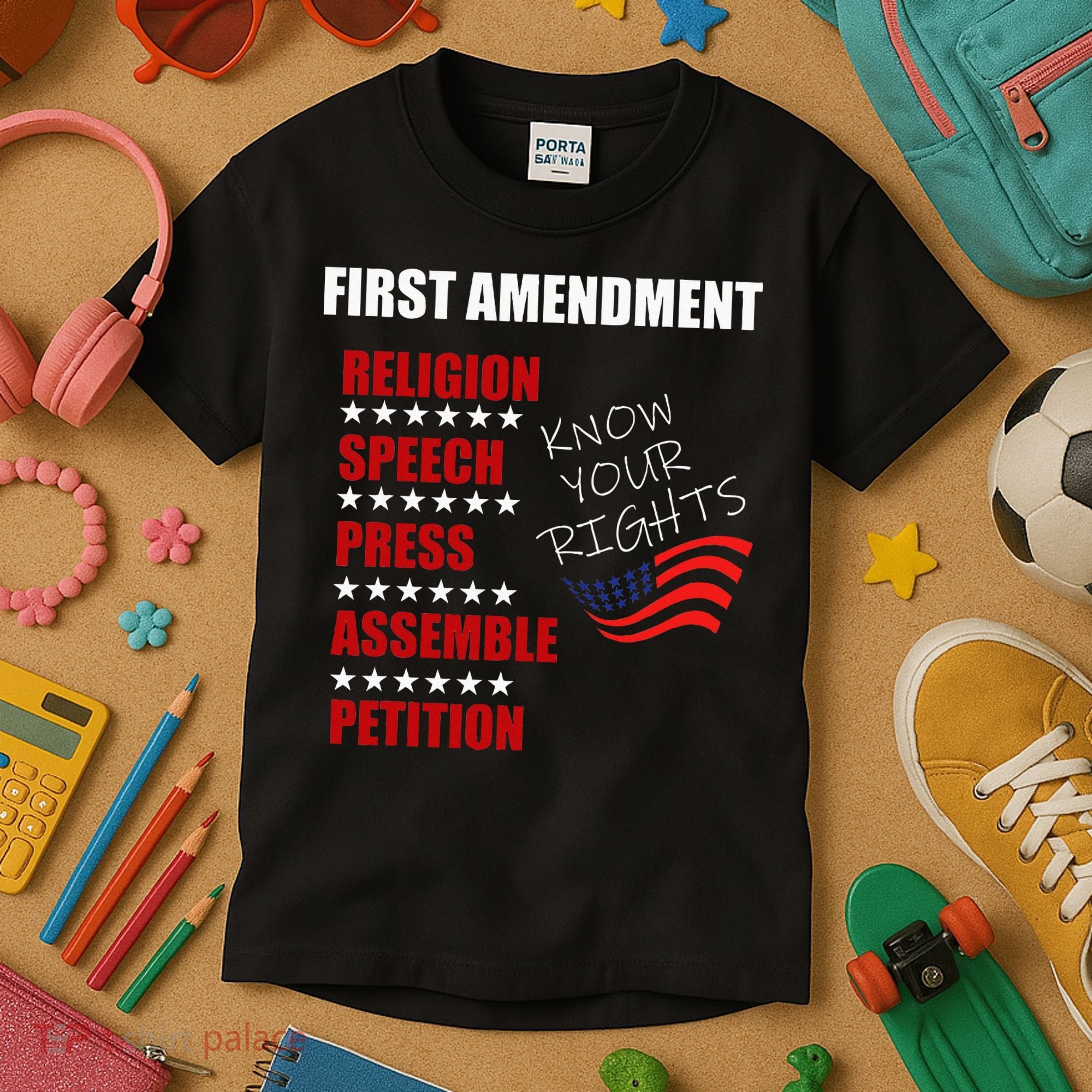 First Amendment Rights Audit United States Constitution Flag Kids T-Shirt