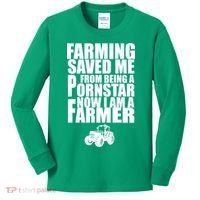 Farming Saved Me From being A Pornstar Kids Long Sleeve Shirt thumb 0