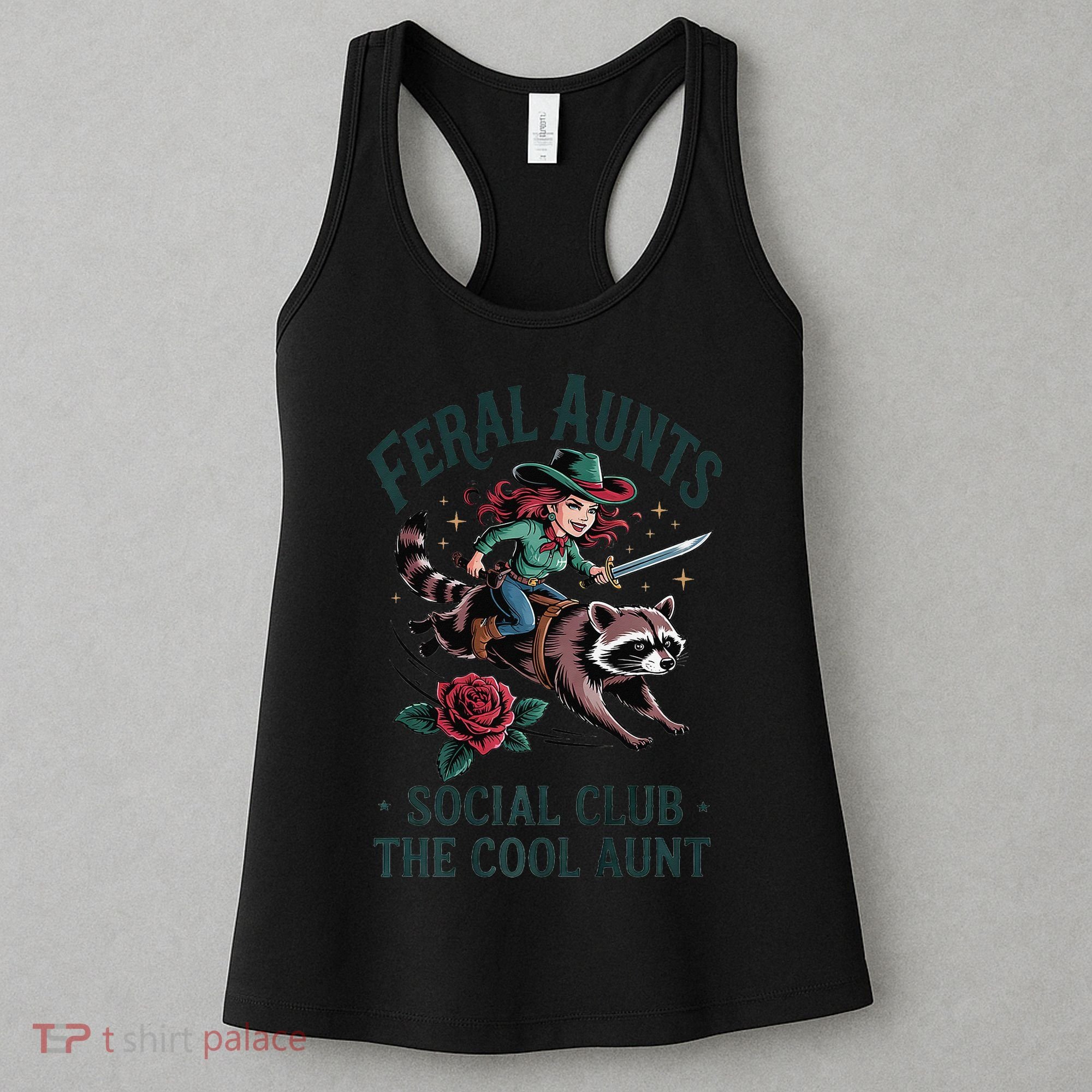 Feral Aunts Social Club The Cool Aunt Pregnancy Raccoon Gift Women's Tank Top