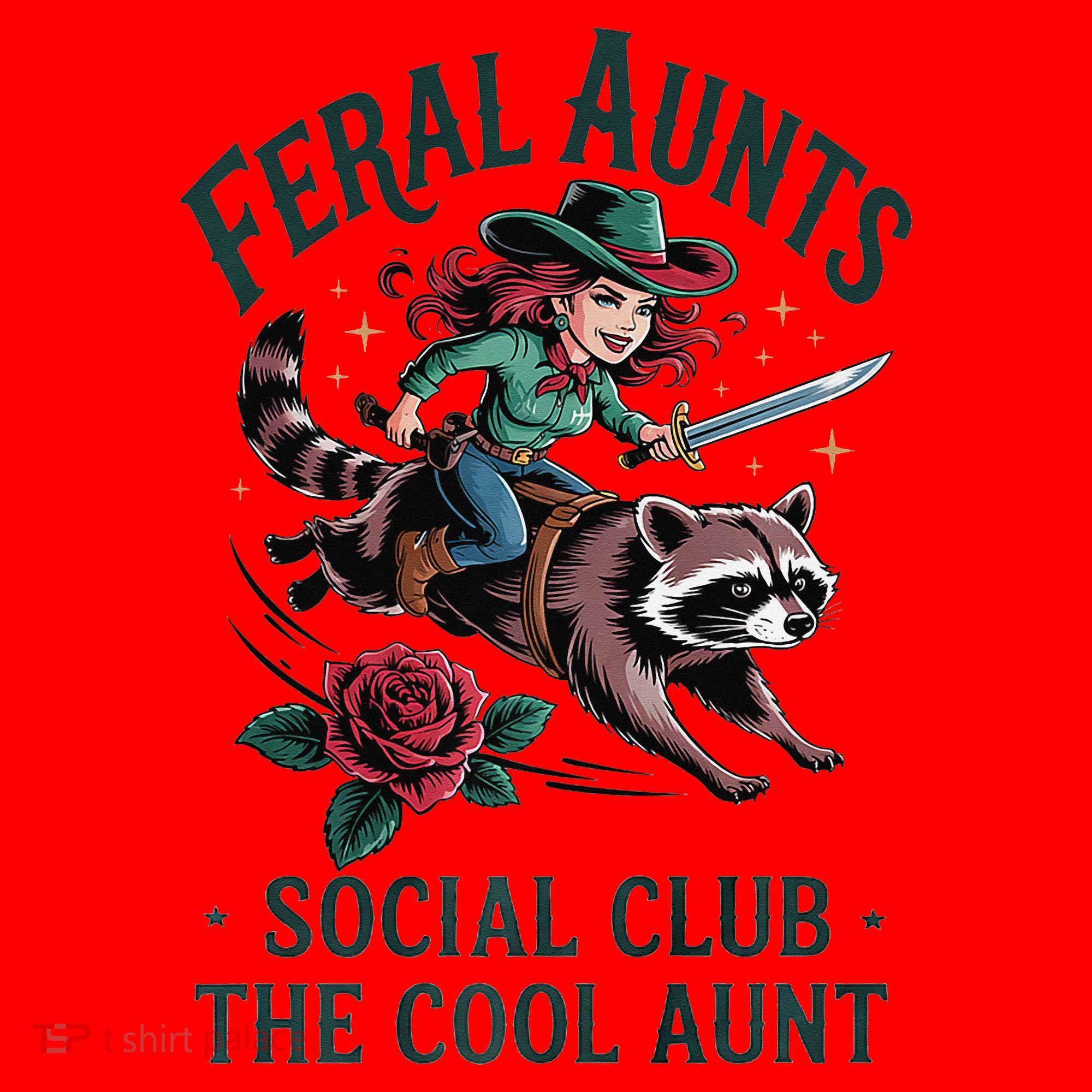 Feral Aunts Social Club The Cool Aunt Pregnancy Raccoon Gift Santa Hat