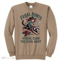 Feral Aunts Social Club The Cool Aunt Pregnancy Raccoon Gift Sweatshirt thumb 0