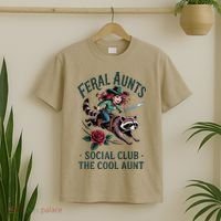 Feral Aunts Social Club The Cool Aunt Pregnancy Raccoon Gift T-Shirt thumb 2