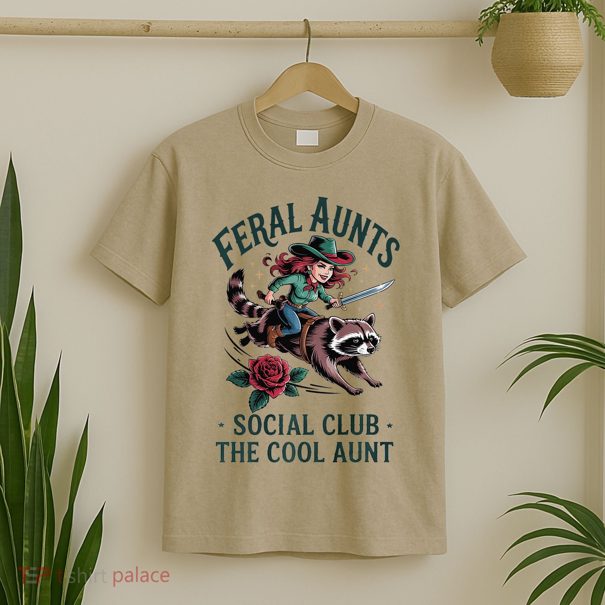 Feral Aunts Social Club The Cool Aunt Pregnancy Raccoon Gift T-Shirt