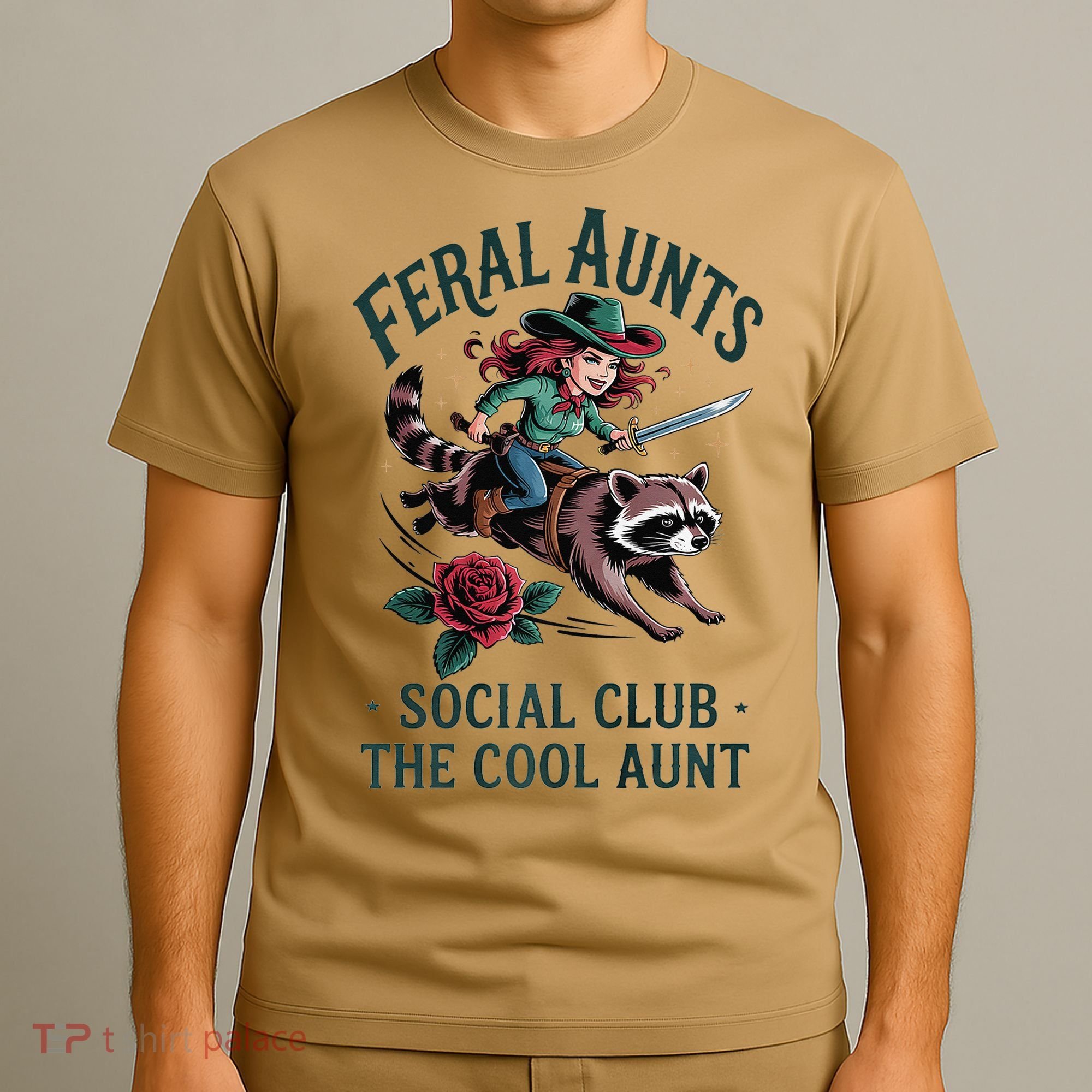 Feral Aunts Social Club The Cool Aunt Pregnancy Raccoon Gift T-Shirt