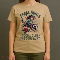 Feral Aunts Social Club The Cool Aunt Pregnancy Raccoon Gift T-Shirt thumb 4