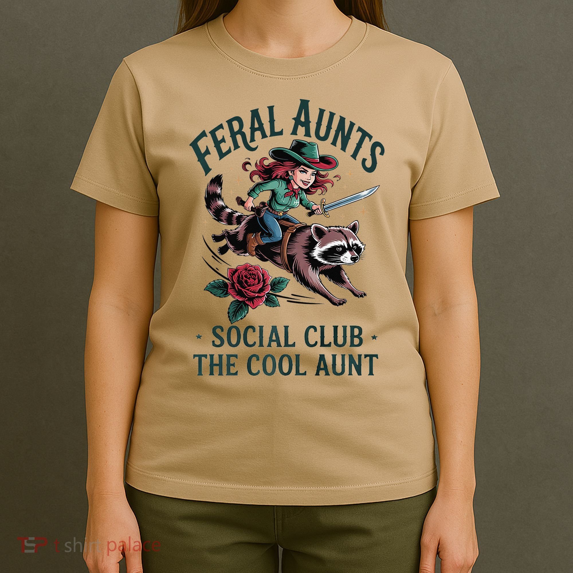 Feral Aunts Social Club The Cool Aunt Pregnancy Raccoon Gift T-Shirt