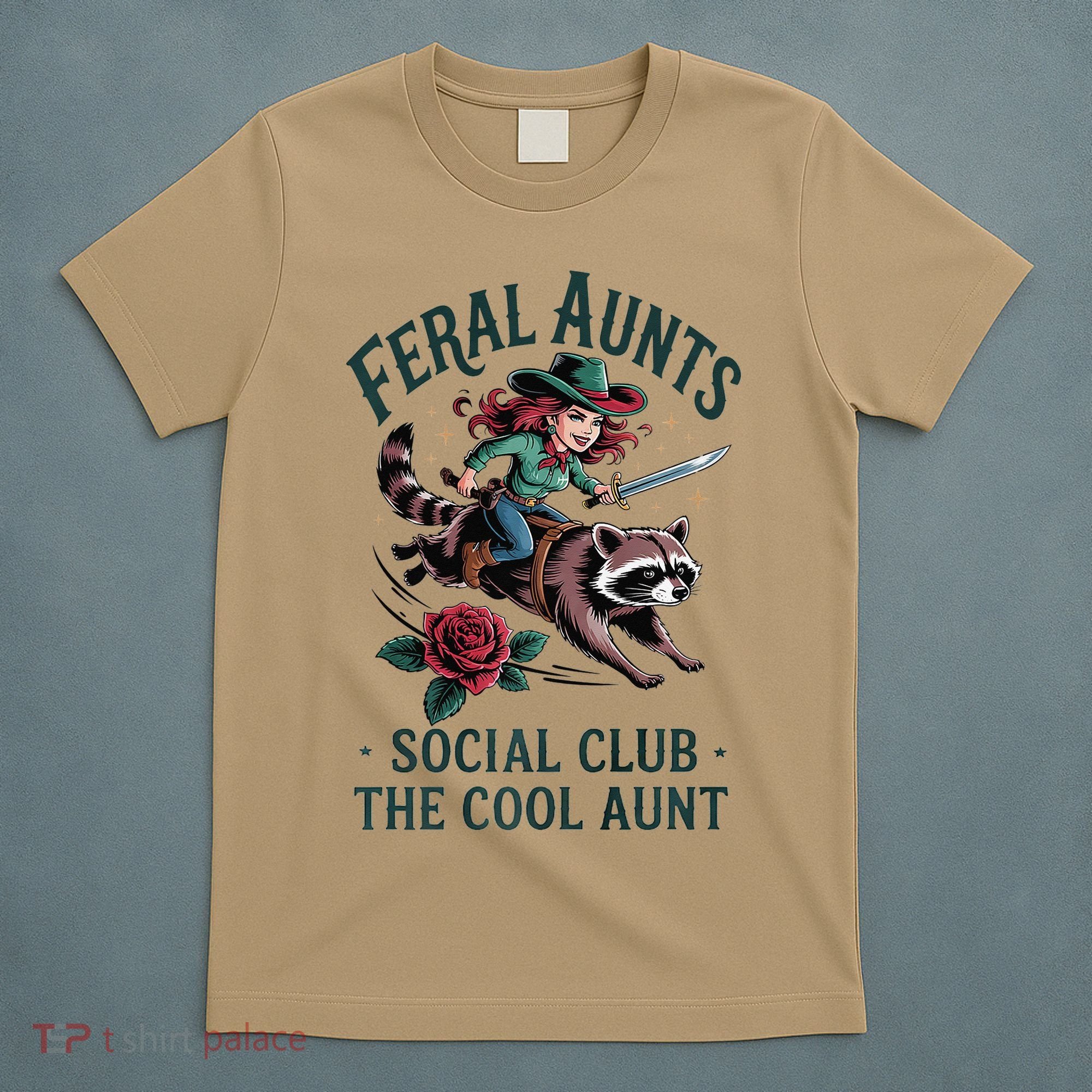 Feral Aunts Social Club The Cool Aunt Pregnancy Raccoon Gift T-Shirt