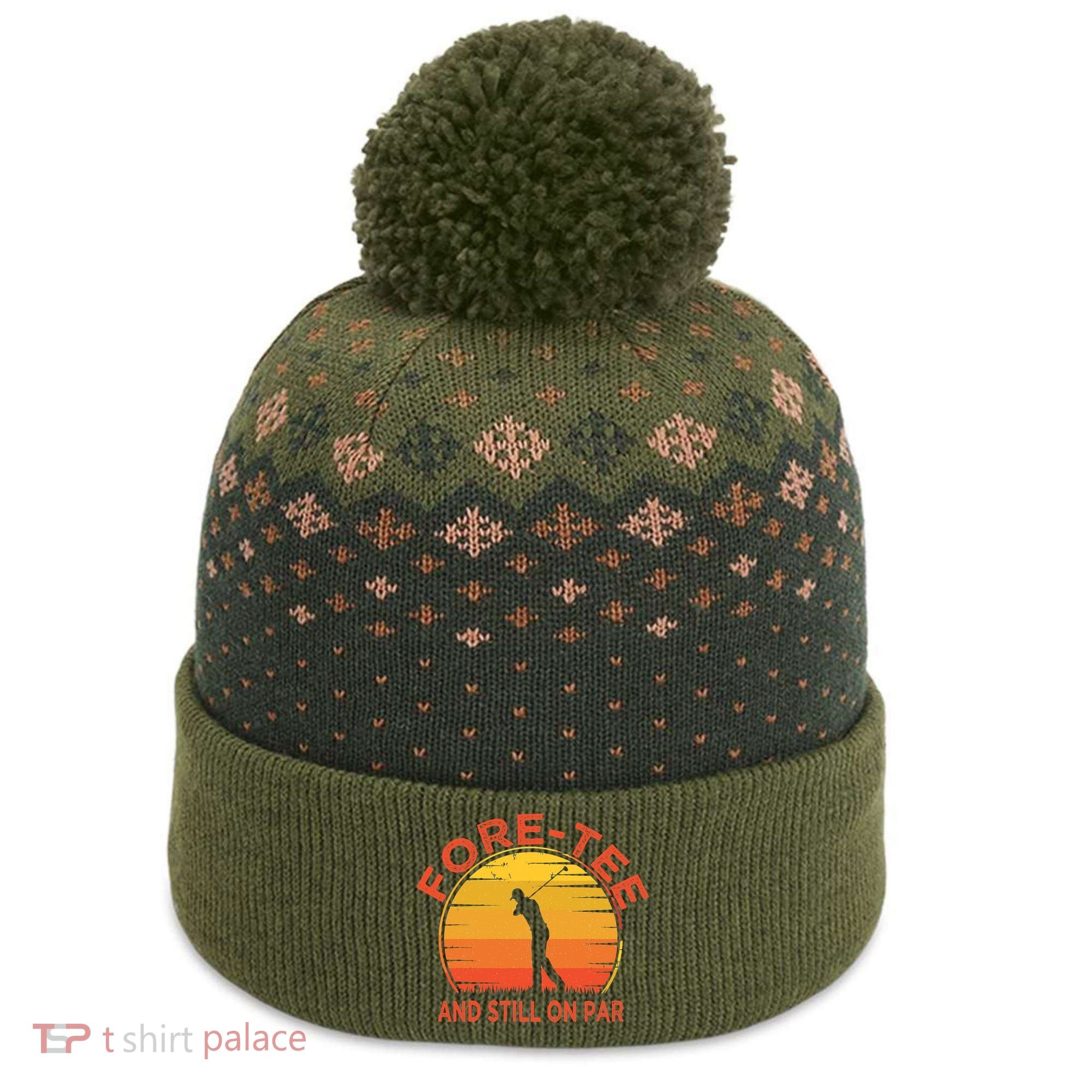 ForeTee And Still On Par Funny 40th Birthday Golfer The Baniff Cuffed Pom Beanie