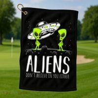 Funny Aliens Space Planets Stars Science Fans Lover Golf Towel thumb 1
