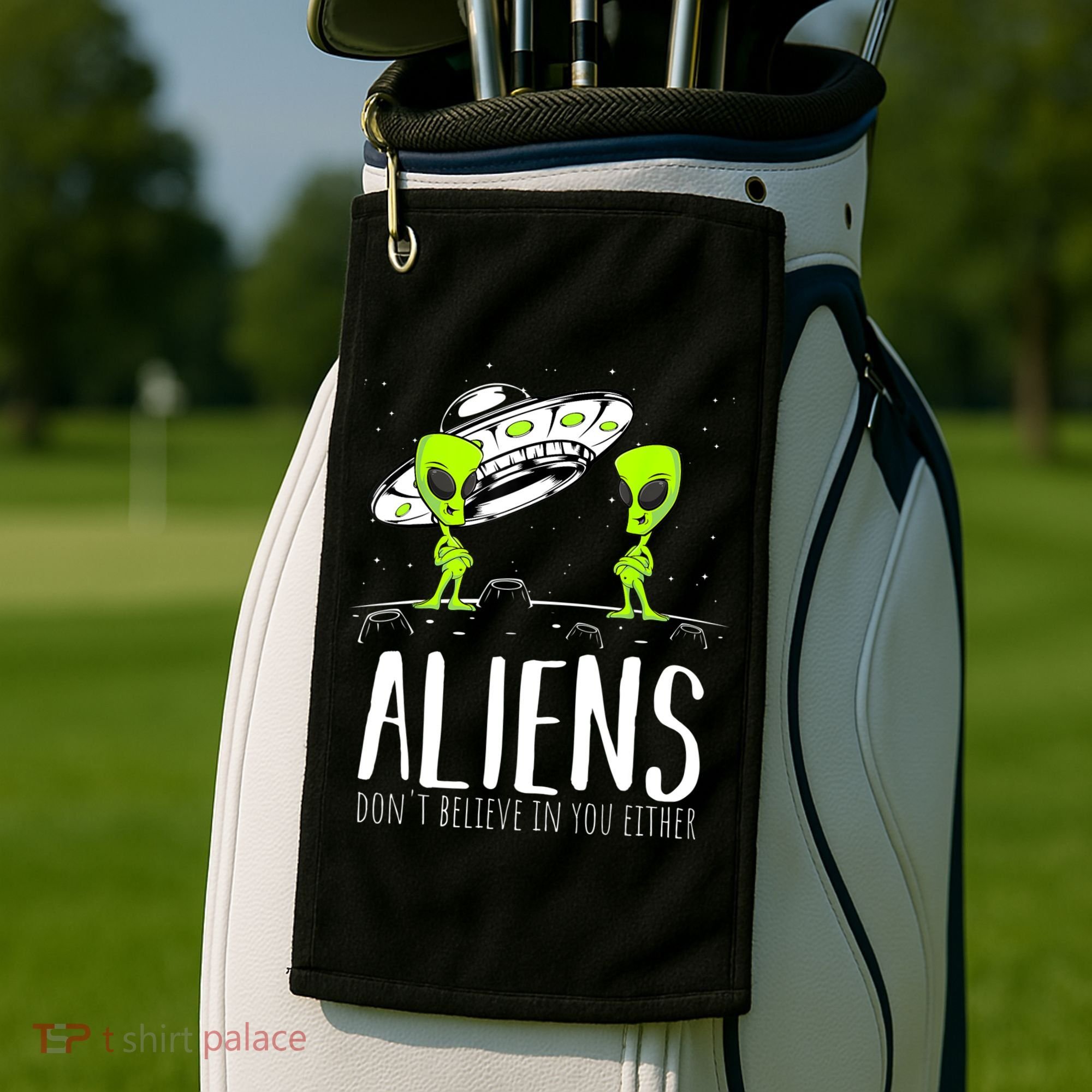 Funny Aliens Space Planets Stars Science Fans Lover Golf Towel