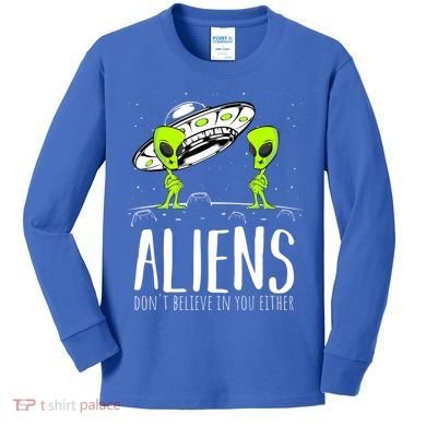 Funny Aliens Space Planets Stars Science Fans Lover Kids Long Sleeve Shirt