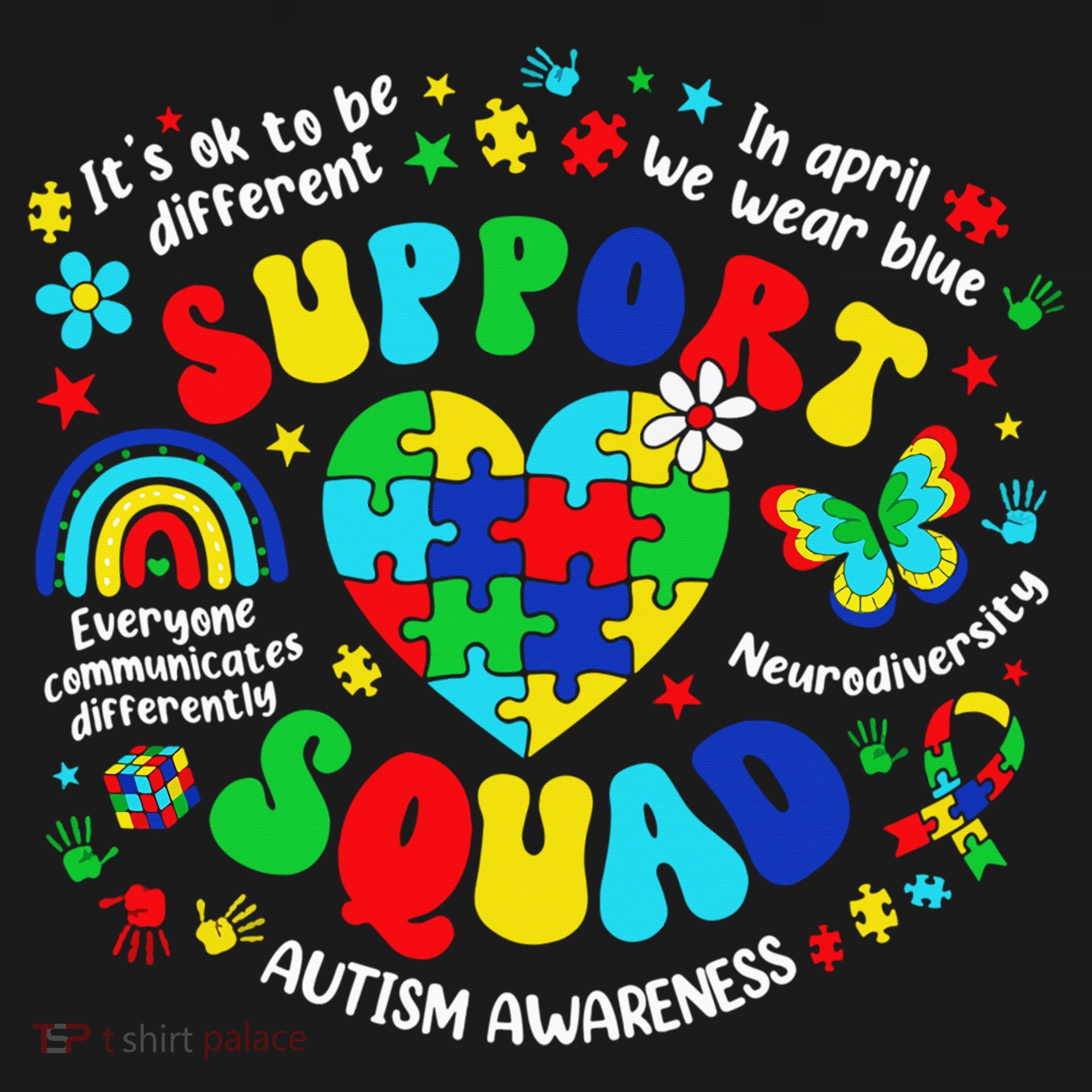 Family Autism Support Squad Autism Awareness Sped Teacher USA-Made Doggie Bandana